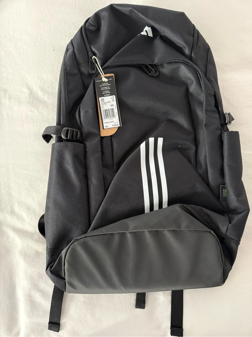 adidas Black Backpack with White Three-Stripes